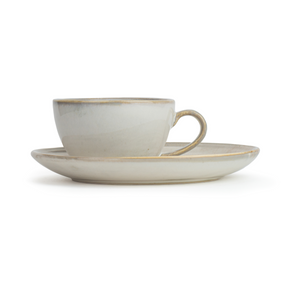 Ceramic Coffee Cup & Saucer Set 250ml – Off White | Reactive Glaze Porcelain