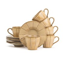 Ceramic Cup & Saucer Set of 6, 180ml – Self Reactive Collection Beige
