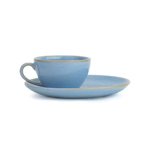 Self Reactive Coffee Cup Saucer Set, 250ml | Ceramic Mug | Glossy Finish Blue