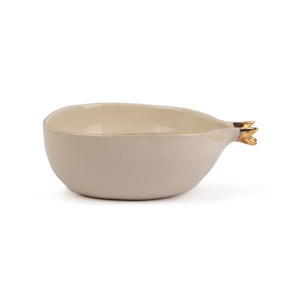 Shay Ceramic Large Decor Bowls, 1500ml, 1 Pc, Off-White with Gold Line | Anar Decor Collection | Modern Tableware Online India