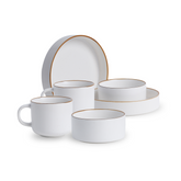 Shay Ceramic Modern Dinnerware Set, 6 Pcs, White | Japandi Breakfast Set | Modern Tableware Online India
