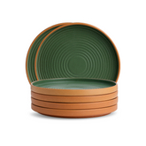 Shay Ceramic Dinner Plates Set 6 Pieces | Klay Green | Matte Finish | Premium Stoneware | Modern Tableware Online India