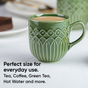Carving Ceramic Coffee Mug – Green, 330ml