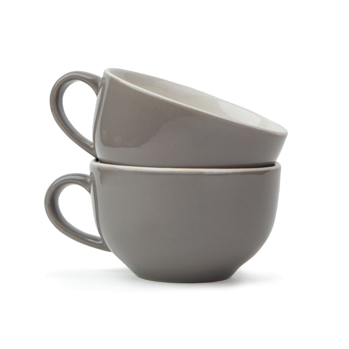 Large Ceramic Coffee Cup Set – 320ml | XL Cuppa Collection | Glossy Finish | Premium Porcelain Gray