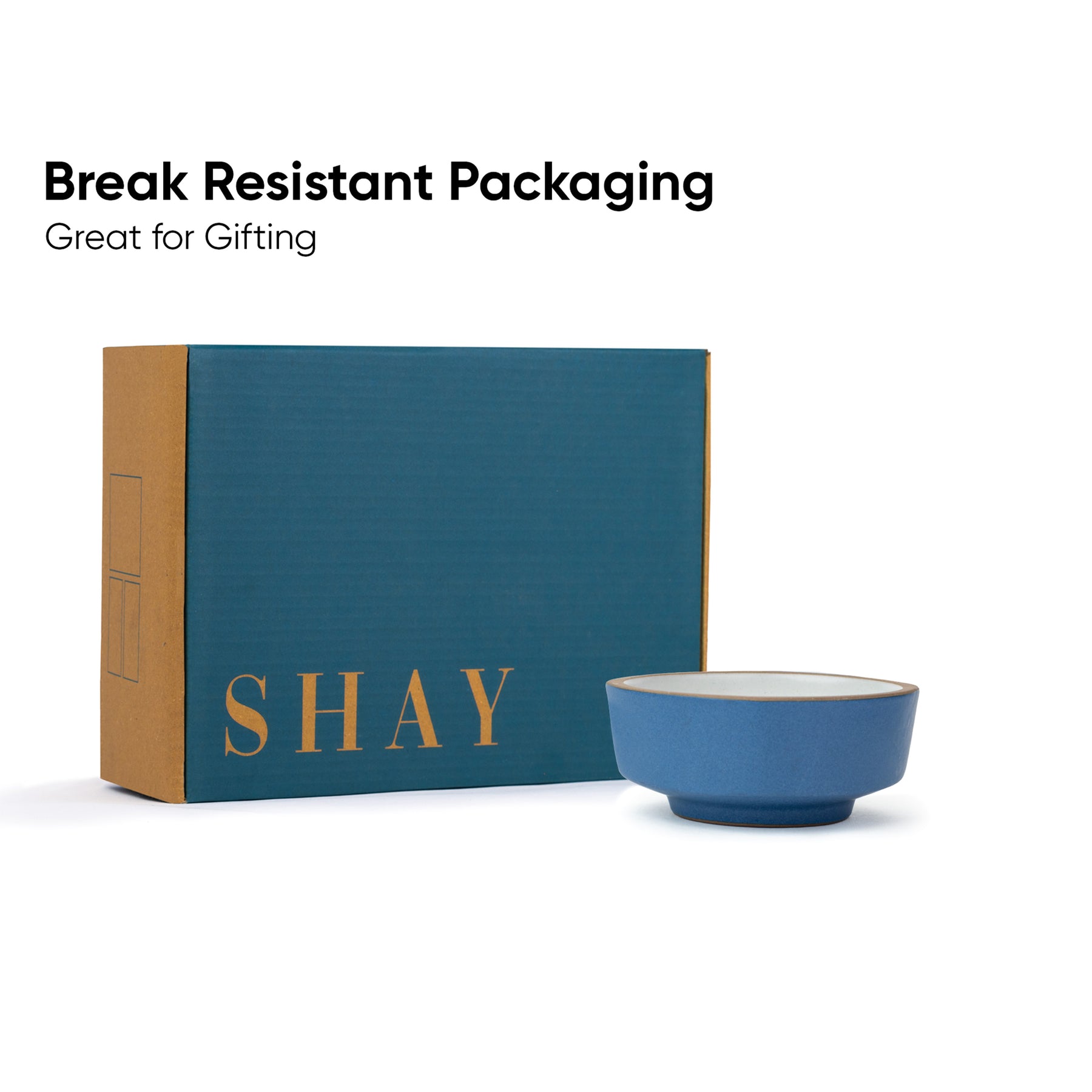 Ceramic Snack Bowl Set | 330ml | Set of 4 | Matte Finish | Blue Japandi Collection