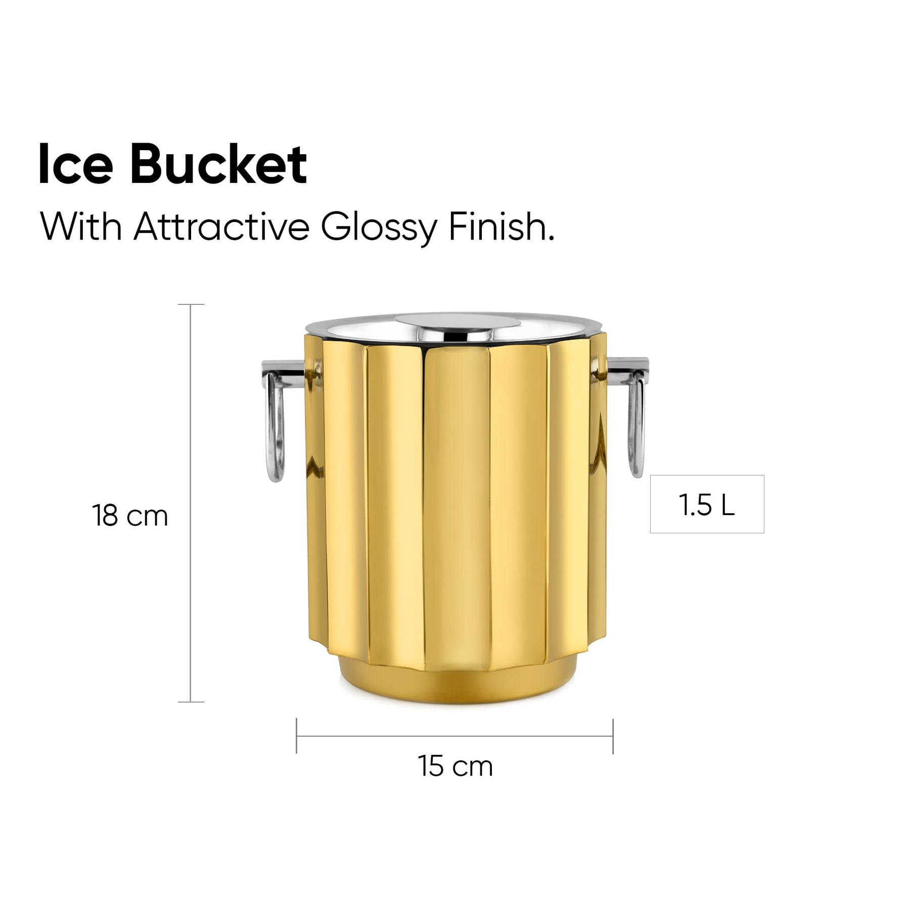 Designer Stainless Steel Ice Bucket | 1500ml | Double-Walled