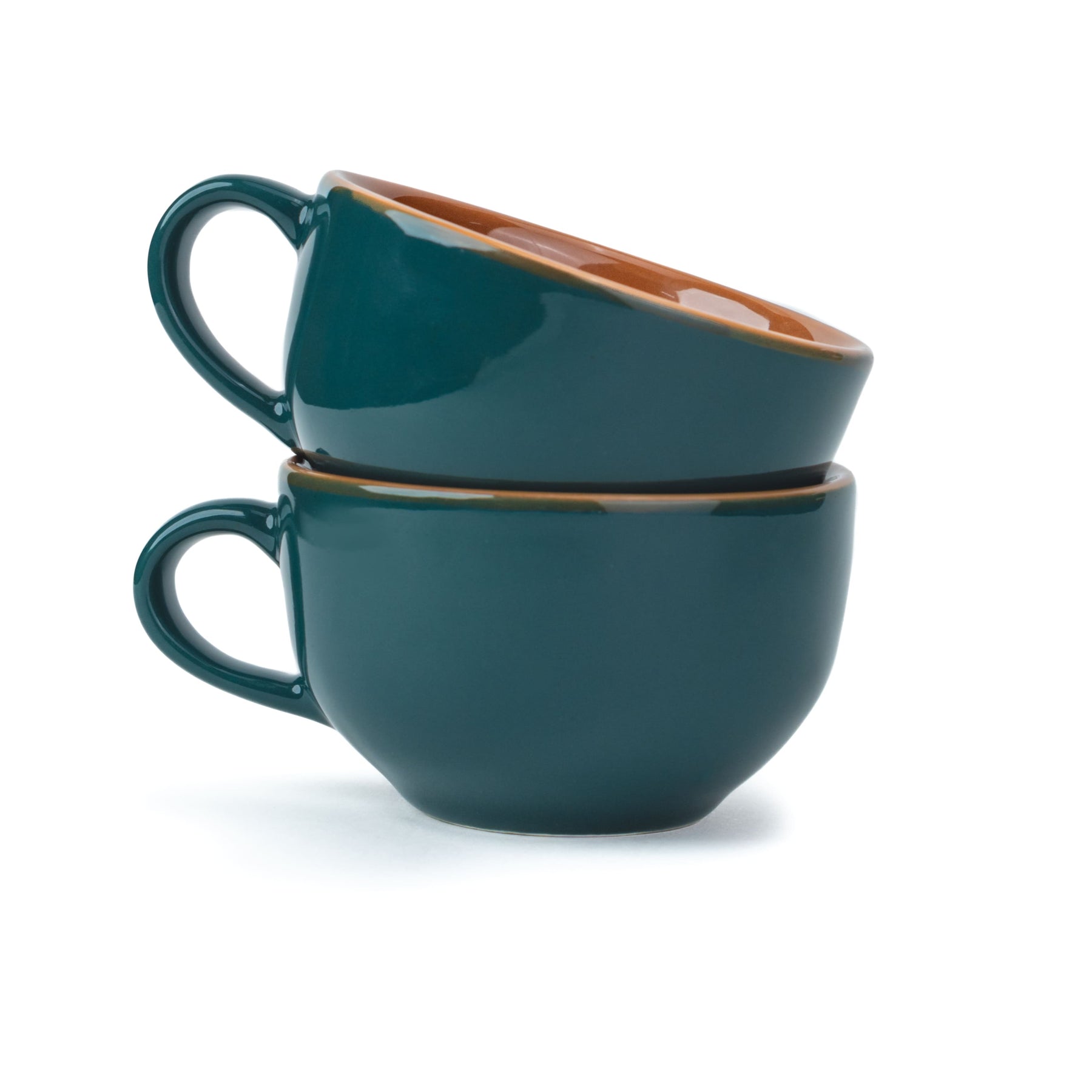 Large Ceramic Coffee Cup Set – 320ml | XL Cuppa Collection | Glossy Finish | Premium Porcelain Teal Green