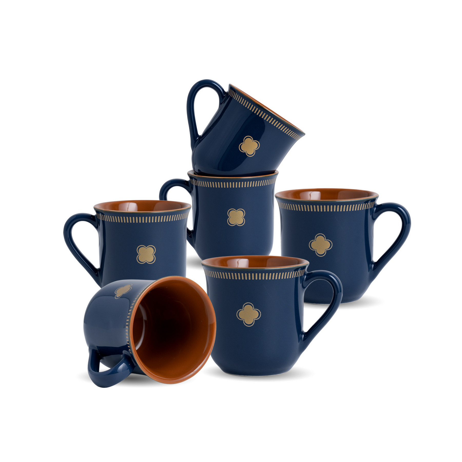 Shay Royal Tea Cup Set, Set of 6, Blue, 180ml | Floral Print | Modern Tableware Online India