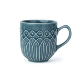 Carving Ceramic Coffee Mug – Blue Grey, 330ml