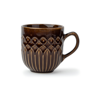 Carving Ceramic Coffee Mug – Brown, 330ml