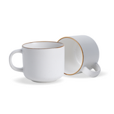 Shay Ceramic Coffee Mugs, Set of 2, White Japandi, 350ml | Matte Finish | Modern Tableware Online India