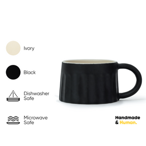 Line Ceramic Cappuccino Cup – Black, 300ml