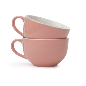 Large Ceramic Coffee Cup Set – 320ml | XL Cuppa Collection | Glossy Finish | Premium Porcelain Pink
