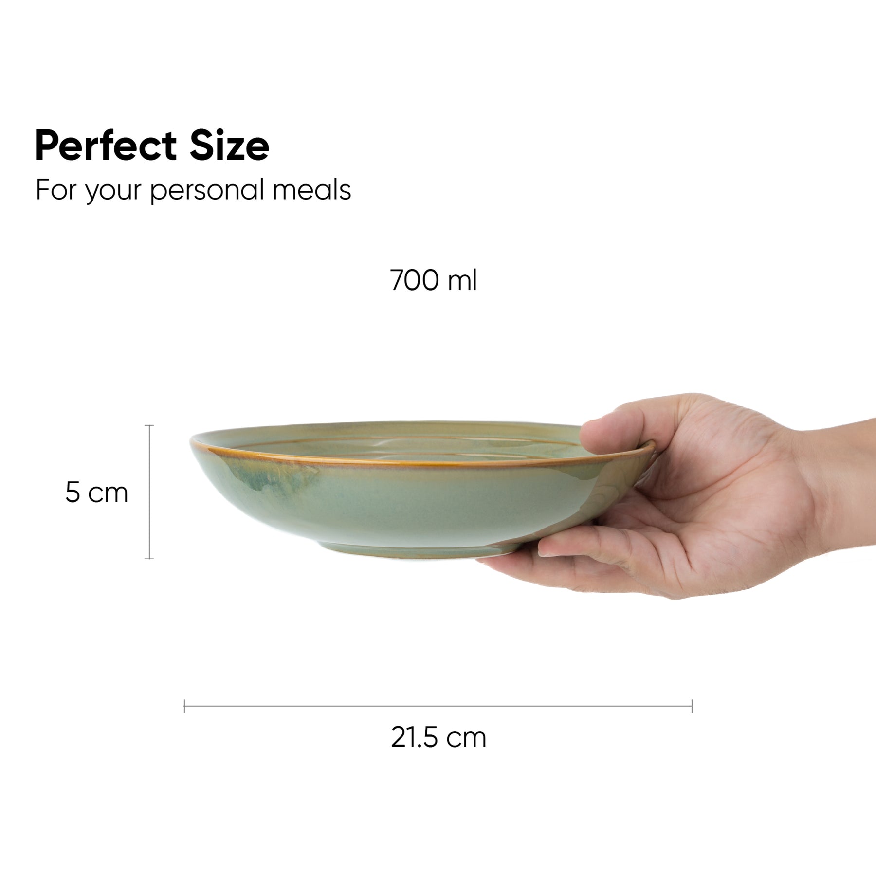 Ceramic Pasta Bowl 21cm – Pista Green | Reactive Glaze Porcelain