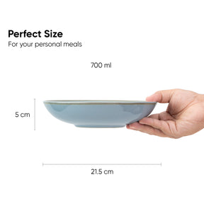 Ceramic Pasta Bowl 21cm – Musky Blue | Reactive Glaze Porcelain