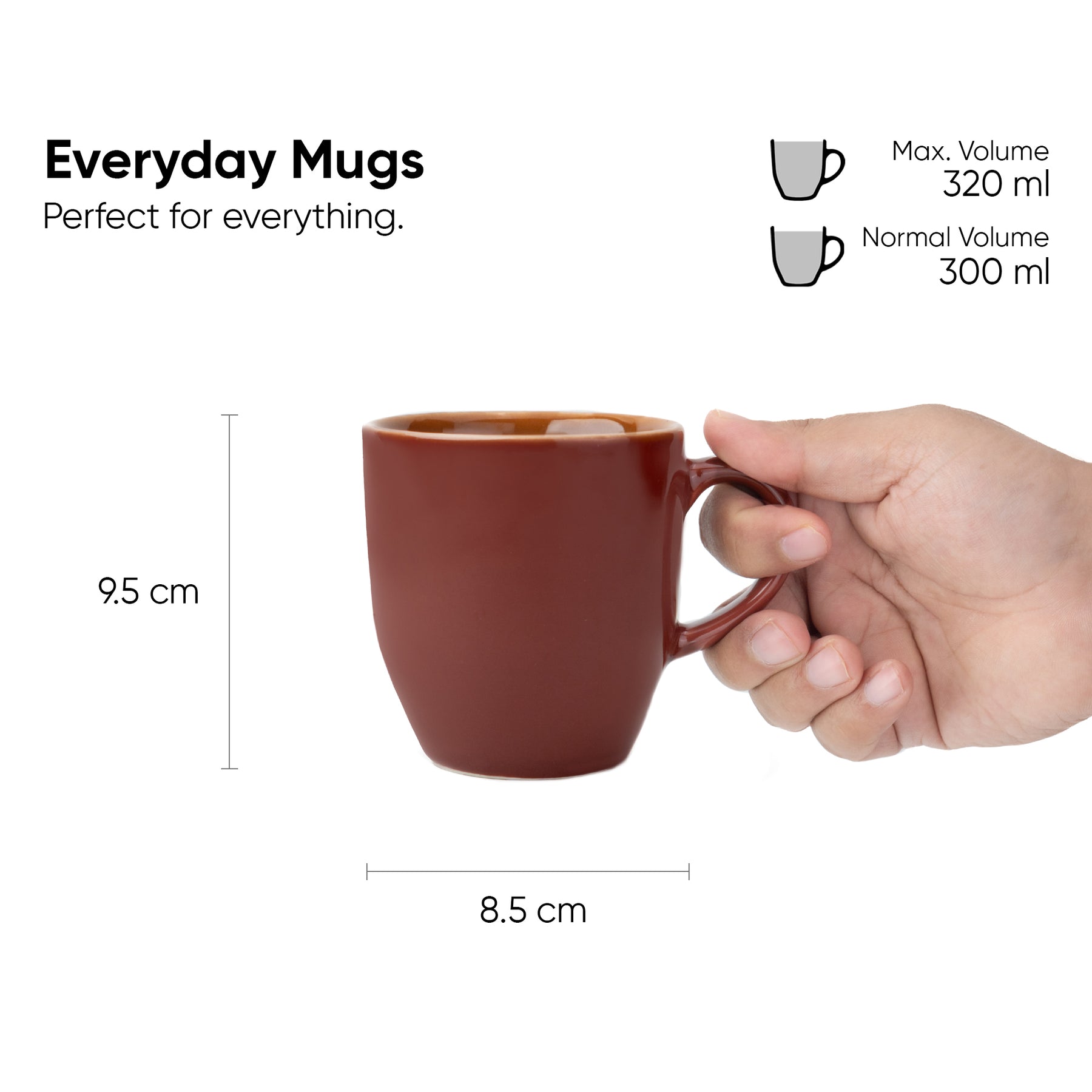 Ceramic Coffee Mug 300ml – Burgundy | Milk Mug