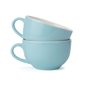Large Ceramic Coffee Cup Set – 320ml | XL Cuppa Collection | Glossy Finish | Premium Porcelain Light Blue