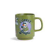 Green mug with a dog graphic and 'Coffee Paglu' text on a white background