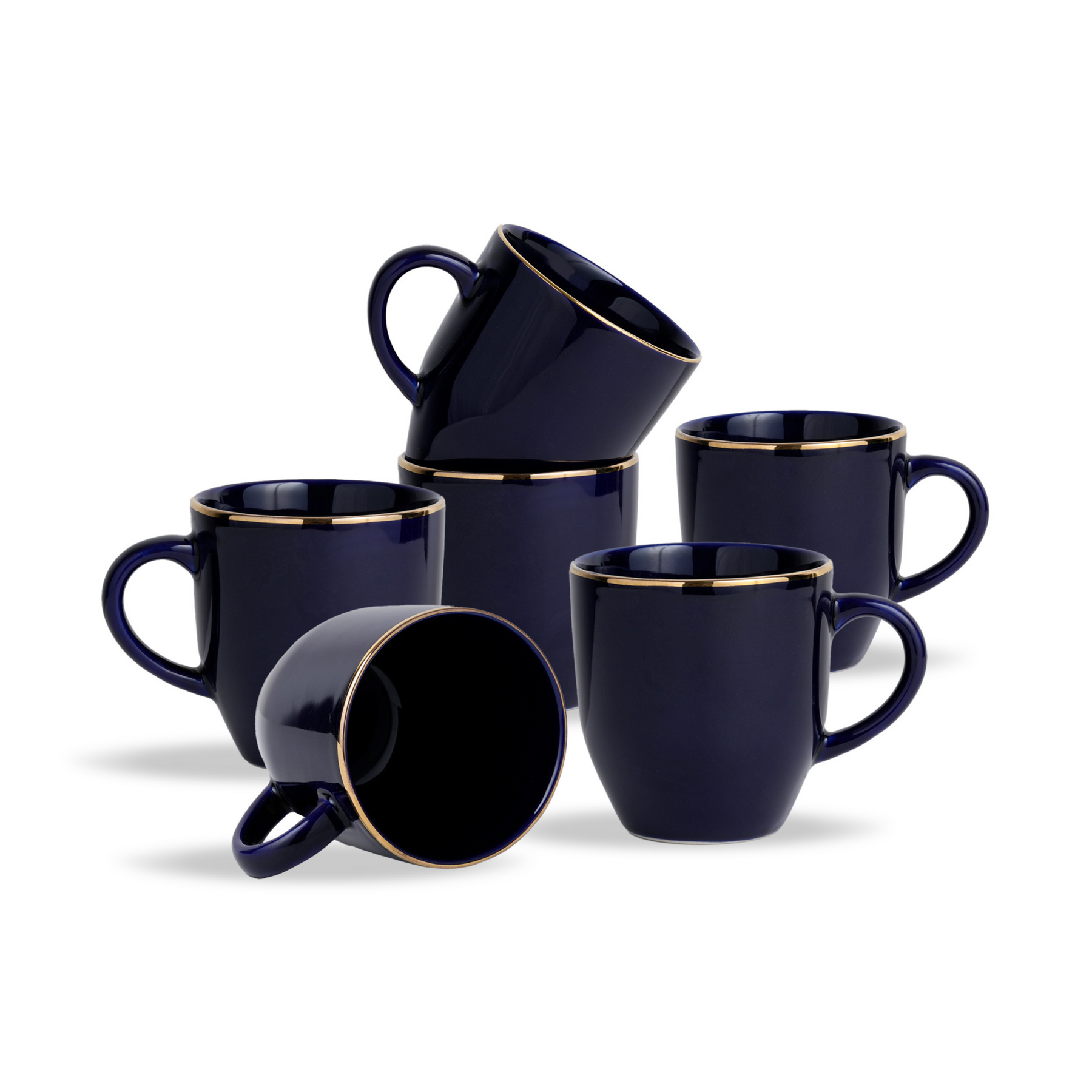 Ceramic Coffee Mug Set Gold Line Milk Mug Collection | Glossy Finish