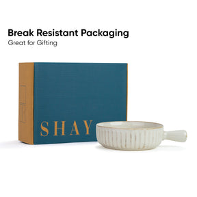 Ceramic Pasta Bowl with Handle | Flow Collection | Pasta Serving Bowl | White