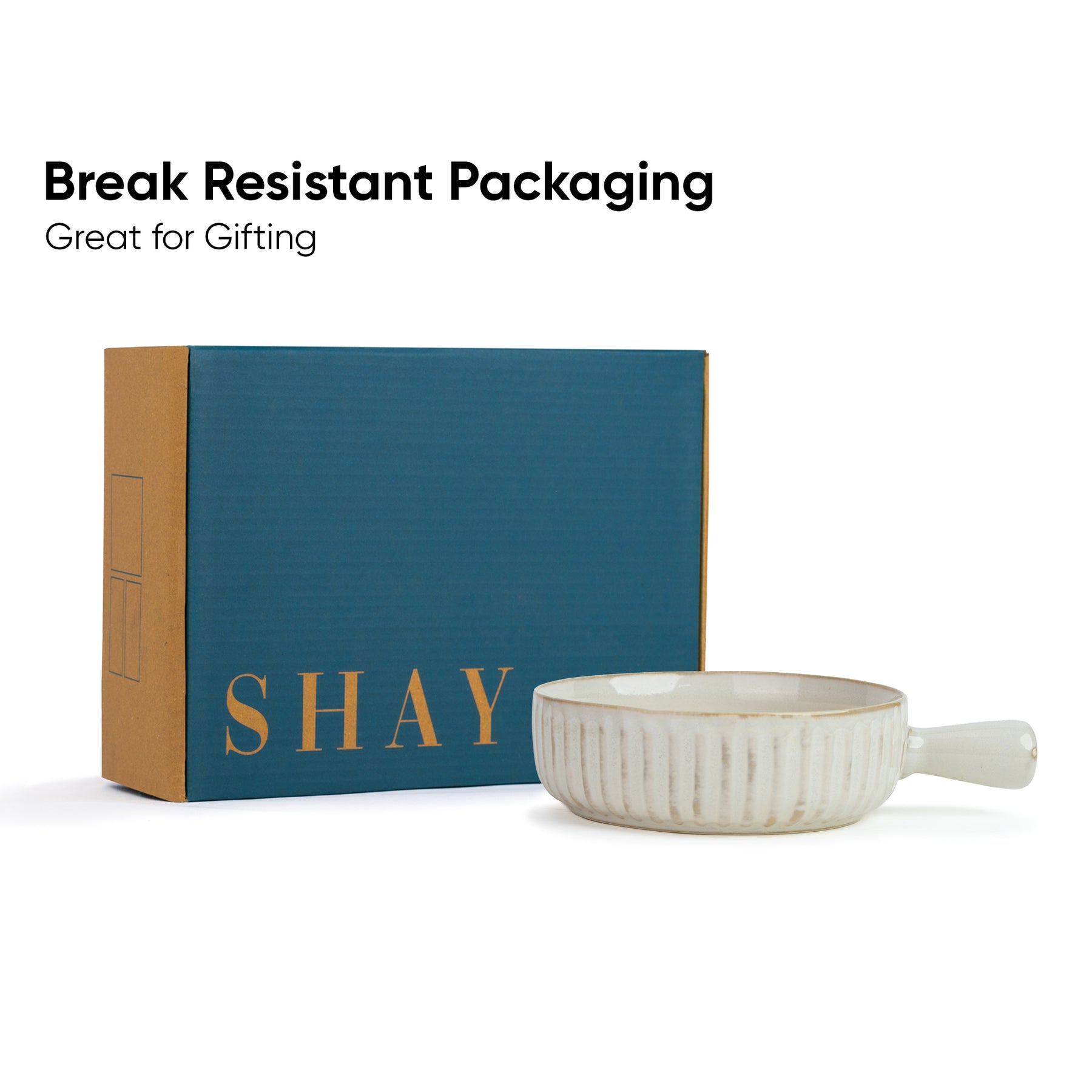 Ceramic Pasta Bowl with Handle – Off White, 17cm | Reactive Glaze