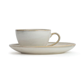Self Reactive Coffee Cup Saucer Set, 250ml | Ceramic Mug | Glossy Finish White